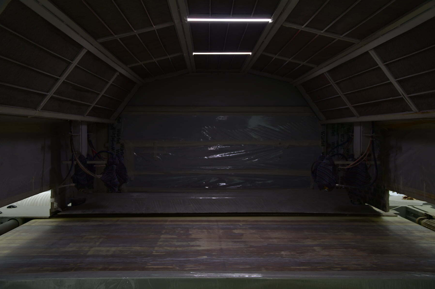 Interior of automated sprayer with profile lighting